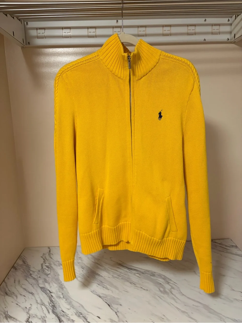 Ralph Lauren Bright Yellow Zip-Up Cotton Sweater